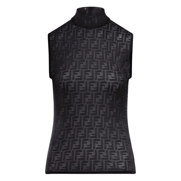 FENDI Sweaters - Fendi Women High-Neck Ff Jersey Top